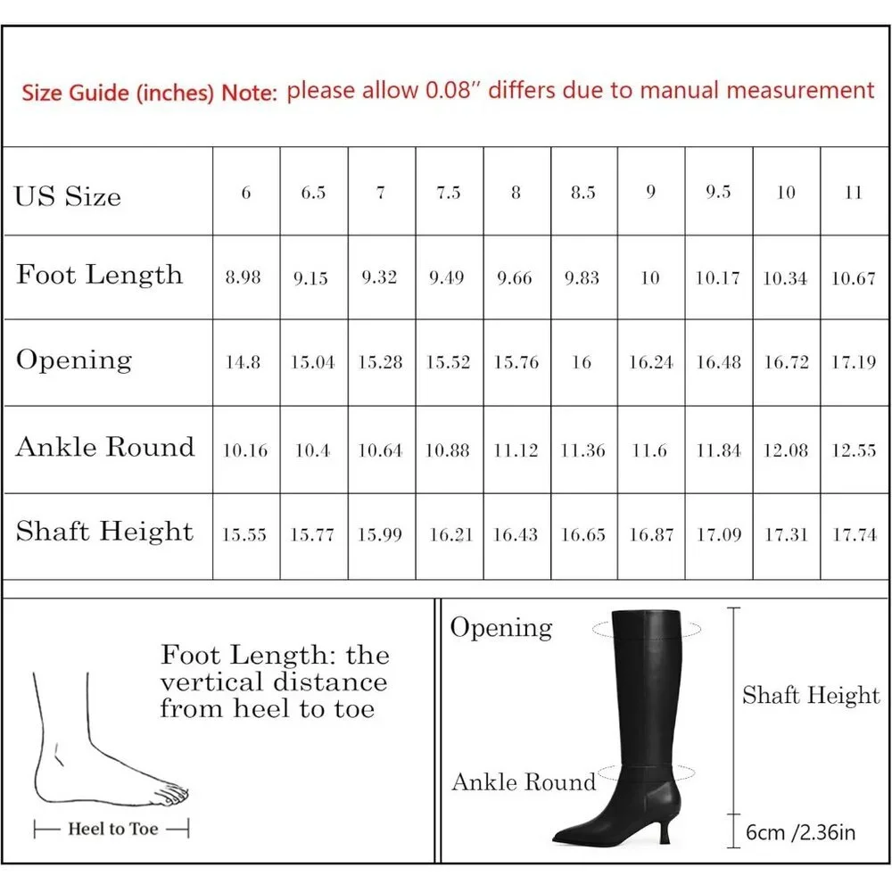 Women's Black Pu Kitten Low Heel Toe Side Zipper Long Tall Knee High Boots
